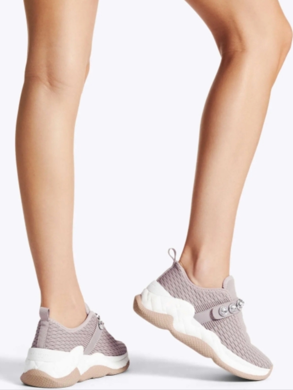 Kurt Geiger Mauve Pink Slip-On Knit Platform Sneakers